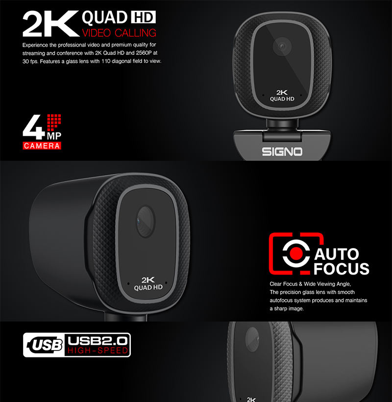 SIGNO E-Sport 2K Quad HD Stream Webcam WB-402