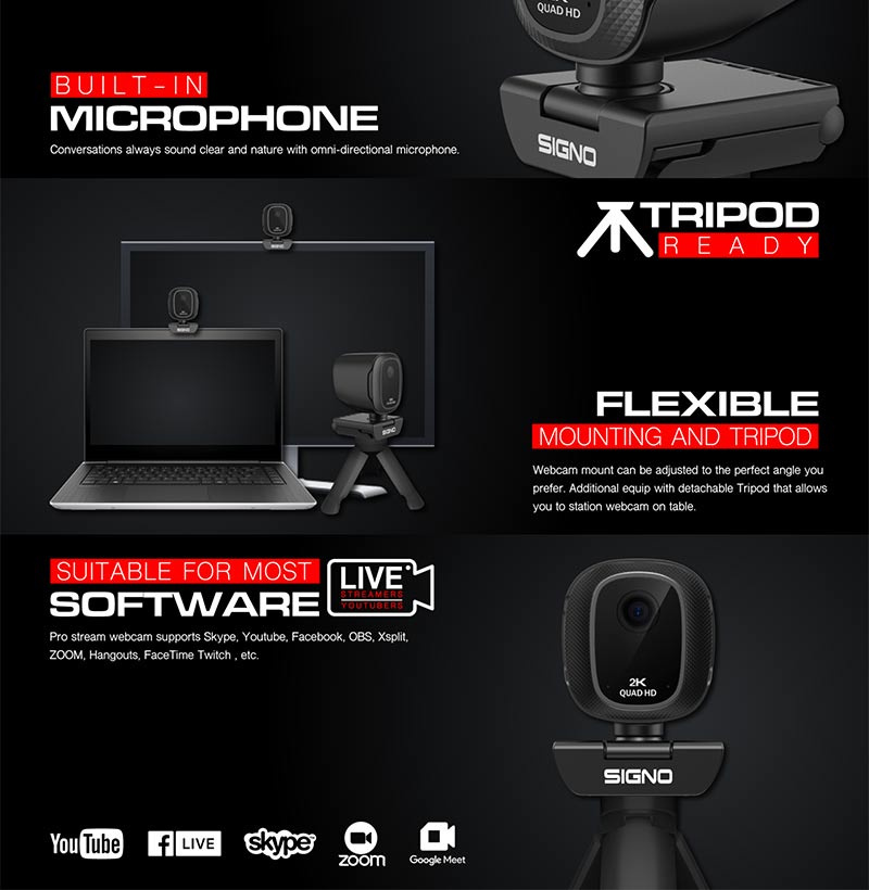 SIGNO E-Sport 2K Quad HD Stream Webcam WB-402