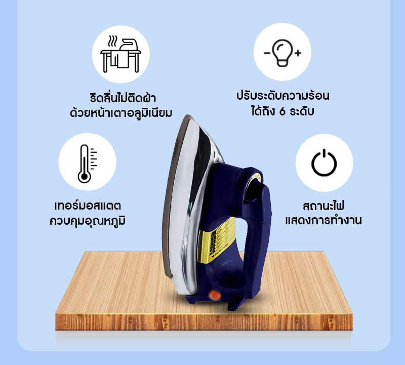 SMARTHOME เซ็ทเครื่องซักผ้าและเตารีดแห้งมีเทอร์มอสแตต SM-MW02+SDIR-013 ฟ้า