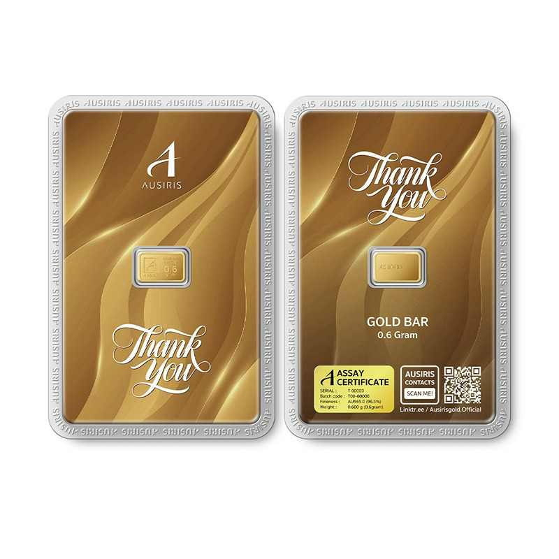 Ausiris ทองคำแท่ง 96.5 น้ำหนัก 0.125 บาท Thank You Luxe 