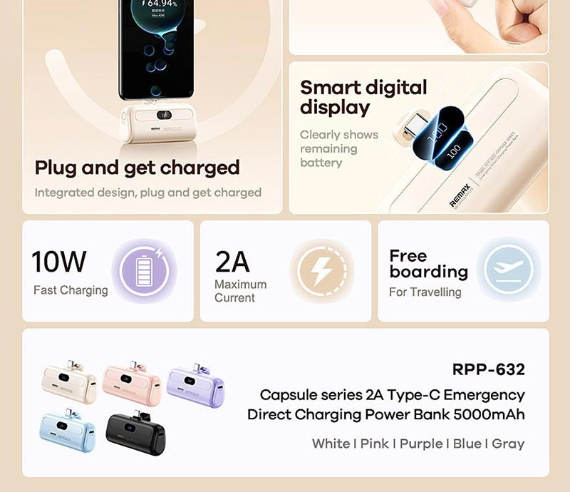 Remax Power Bank 5000 mAh รุ่น RPP-632