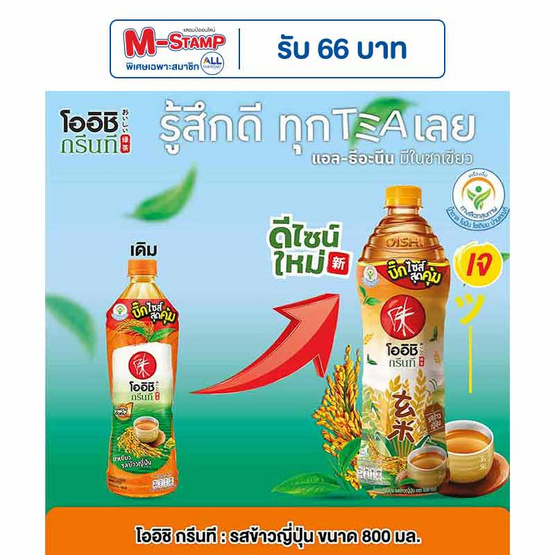 โออิชิกรีนที รสข้าวญี่ปุ่น 800 มล. (ยกลัง 12 ขวด)