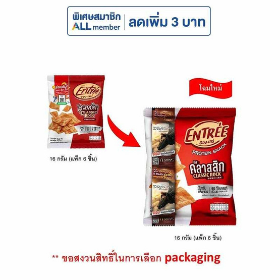 อองเทร่ หมูแผ่นอบกรอบ รสคลาสสิก 16 กรัม (แพ็ก 6 ชิ้น)