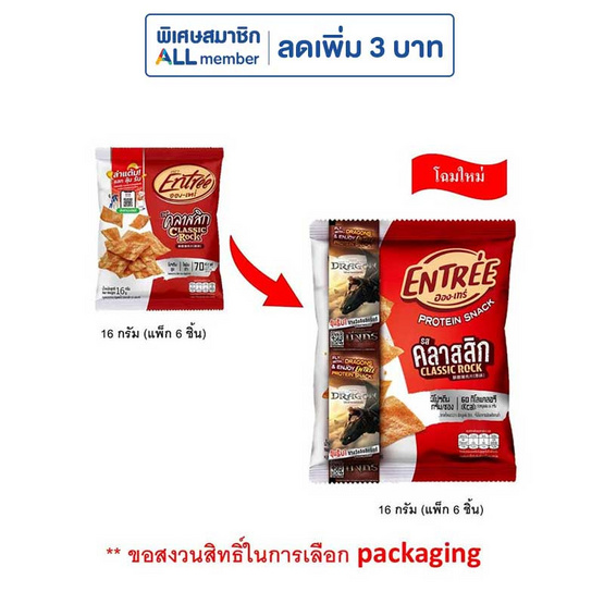อองเทร่ หมูแผ่นอบกรอบ รสคลาสสิก 16 กรัม (แพ็ก 6 ชิ้น)