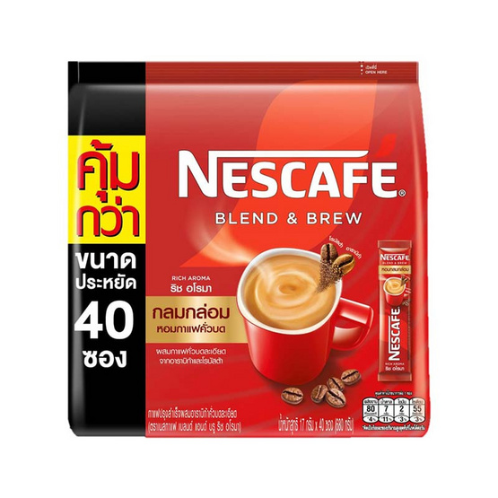 เนสกาแฟ 3in1 เบลนด์แอนด์บรู ริช อโรมา 680 กรัม (17กรัม x 40 ซอง) เนสกาแฟ 3in1 เบลนด์แอนด์บรู ริช อโรมา 680 กรัม (17กรัม x 40 ซอง)