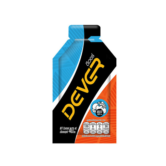 DEVER Energy gel ดีเวอร์ เครื่องดื่มแบบเจล รสผลไม้รวม 40 มล. (รวม 12 ซอง)