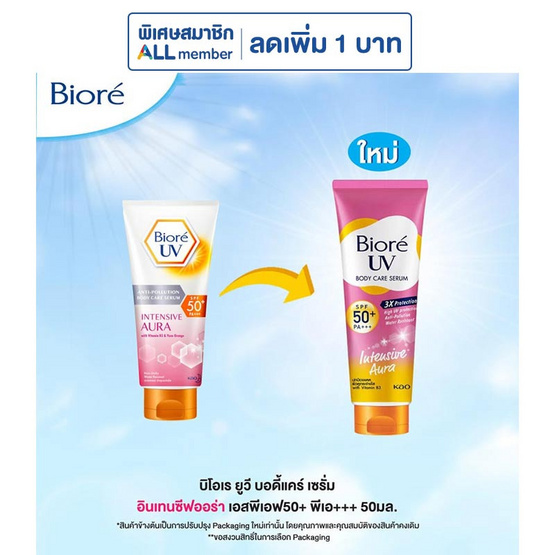 บิโอเร ยูวี แอนตี้โพลูชั่น บอดี้แคร์ เซรั่ม อินเทนซีฟออร่า SPF50+ PA+++ 50 มล.