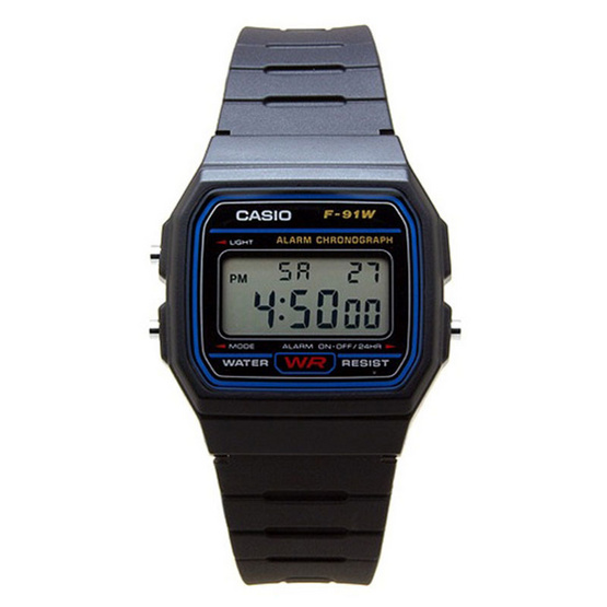 Casio Standard นาฬิกาข้อมือผู้ชาย สีดำ สายเรซิ่น รุ่น F-91W-1D