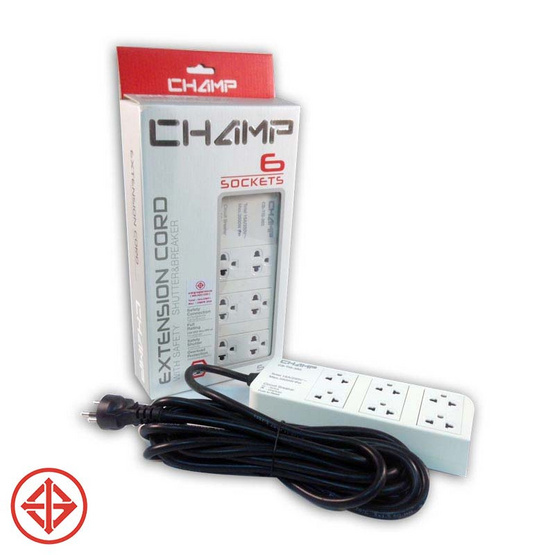 Champ ปลั๊กไฟเซฟตี้ 6 ช่อง / เบรคเกอร์ / 5 เมตร รุ่น cs-tis 360/5 m