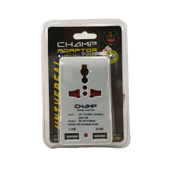 Champ ปลั๊ก 2 ทาง 2USB รุ่น CH-823A-2USB (CH 931B)