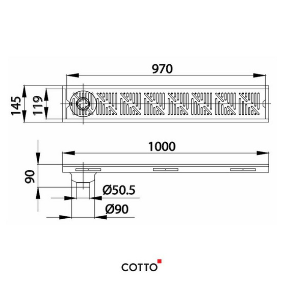 COTTO  รางน้ำทิ้งกันกลิ่นยาว 100 ซม.