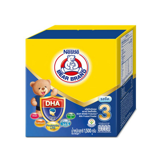 นมผงตราหมี โพรเท็กซ์ชัน (สูตร 3) รสจืด 1,500 กรัม