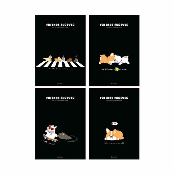 Double A สมุดรายงาน A4 80 แกรม 25 แผ่น ปกคละลาย (แพ็ก 4 เล่ม)