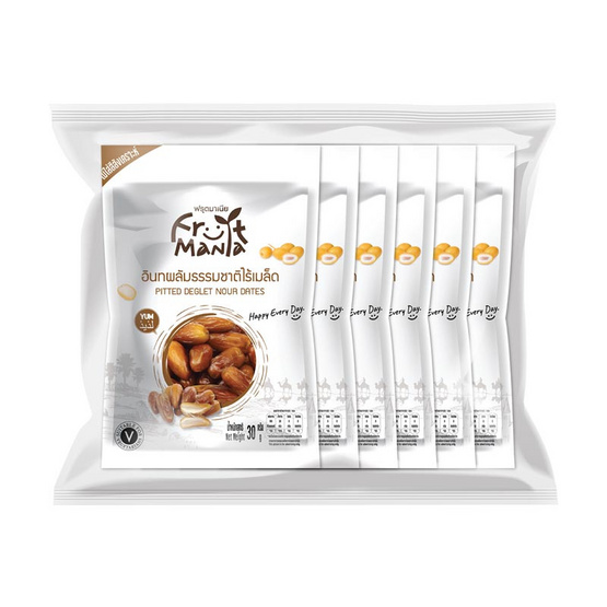 ฟรุตมาเนีย อินทผลัมไร้เมล็ด 30 กรัม (แพ็ก 6 ชิ้น)