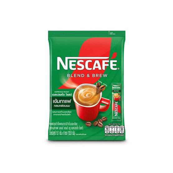 เนสกาแฟ 3in1 เบลนด์แอนด์บรู เอสเปรสโซ่ โรสต์ 135.9 กรัม (15.1 กรัม x 9 ซอง) แพ็ก 8 ถุง เนสกาแฟ 3in1 เบลนด์แอนด์บรู เอสเปรสโซ่ โรสต์ 135.9 กรัม (15.1 กรัม x 9 ซอง) แพ็ก 8 ถุง