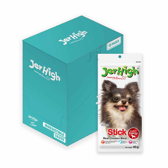 Jerhigh ขนมสุนัข สติ๊กรสไก่ 40 กรัม (1 แพ็ก 12 ชิ้น) Jerhigh ขนมสุนัข สติ๊กรสไก่ 40 กรัม (1 แพ็ก 12 ชิ้น)