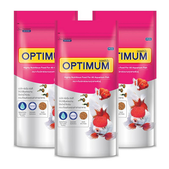 C.P.Optimum อาหารปลา 100 ก. (1 แพ็ก 3 ชิ้น)