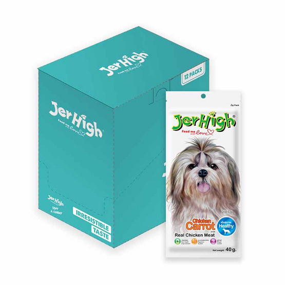 Jerhigh ขนมสุนัข สติ๊ก รสแครอท 40 กรัม (1 แพ็ก 12 ชิ้น) Jerhigh ขนมสุนัข สติ๊ก รสแครอท 40 กรัม (1 แพ็ก 12 ชิ้น)