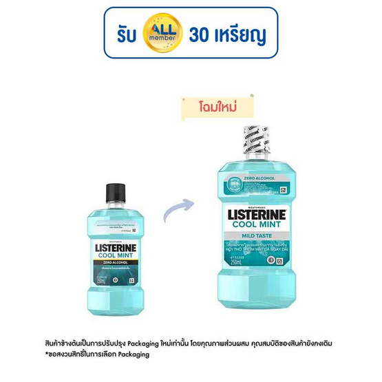 ลิสเตอรีน น้ำยาบ้วนปากซีโร่ 250 มล.