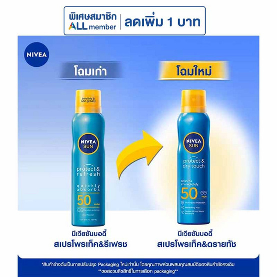 นีเวีย สเปรย์กันแดด ซันโพรเท็ค&ดรายทัช SPF50 200 มล.