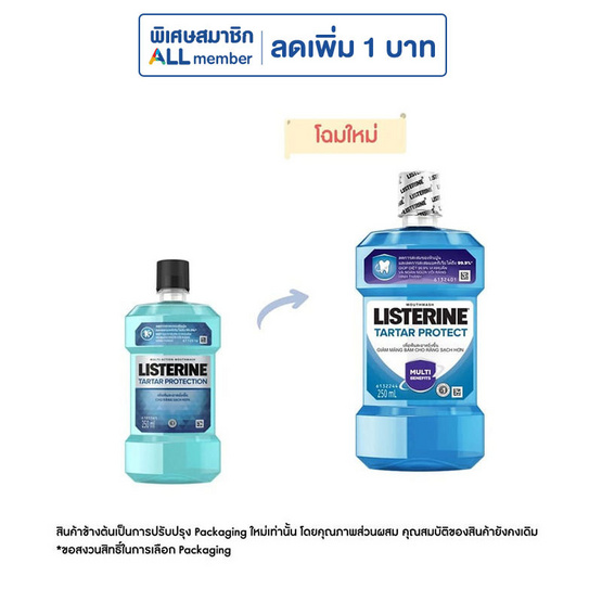 ลิสเตอรีน น้ำยาบ้วนปากควบคุมหินปูน 250 มล.