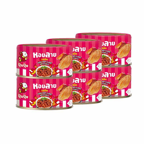 ปุ้มปุ้ย หอยลายทอดรสเผ็ด 70 กรัม (แพ็ก 6 ชิ้น)