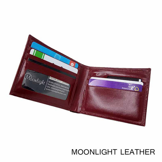 MOONLIGHT กระเป๋าสตางค์หนังวัวแท้ สำหรับผู้ชาย  รุ่น Boss สีแดง