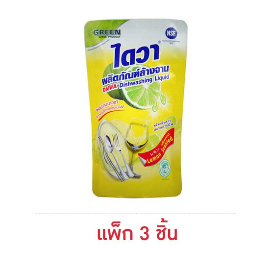 ไดวา น้ำยาล้างจาน ถุงเติม 500 มล. (แพ็ก 3 ชิ้น) ไดวา น้ำยาล้างจาน ถุงเติม 500 มล. (แพ็ก 3 ชิ้น)