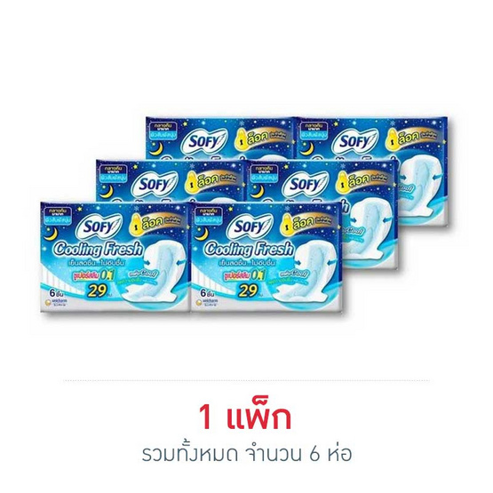 โซฟี คูลลิ่งเฟรชไนท์ซูเปอร์สลิม0.1 แบบมีปีก 29ซม. (ห่อละ 6 ชิ้น)