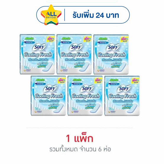 โซฟี แผ่นอนามัยคูลลิ่งเฟรช (ห่อละ 16 ชิ้น)