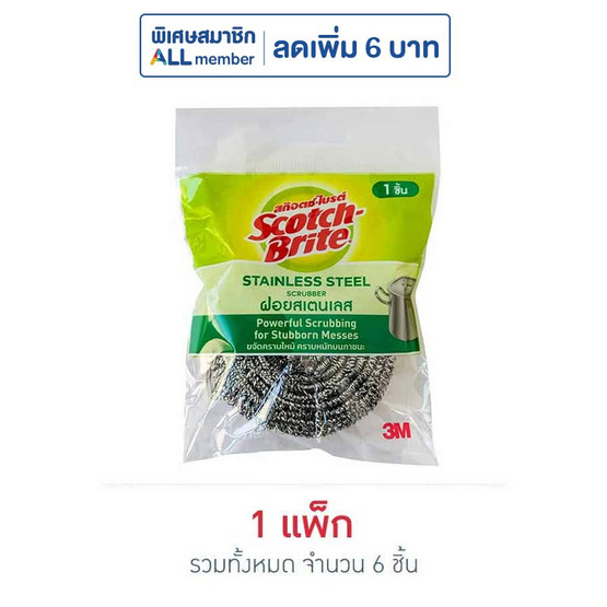 ฝอยสแตนเลส 25 กรัม (แพ็ก 6 ชิ้น)