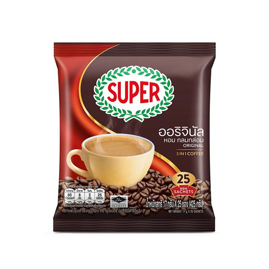 ซุปเปอร์กาแฟ 3in1 ออริจินัล 425 กรัม (17 กรัม x 25 ซอง)