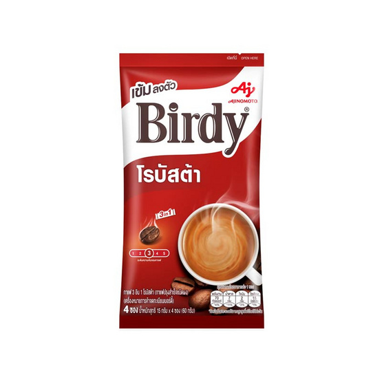 เบอร์ดี้ 3in1 โรบัสต้า 60 กรัม (15 กรัม x 4 ซอง) แพ็ก 12 ถุง
