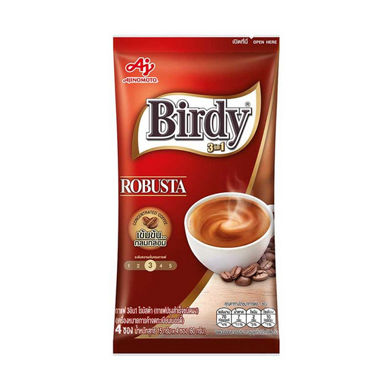 เบอร์ดี้ 3in1 โรบัสต้า 60 กรัม (15 กรัม x 4 ซอง) แพ็ก 12 ถุง เบอร์ดี้ 3in1 โรบัสต้า 60 กรัม (15 กรัม x 4 ซอง) แพ็ก 12 ถุง