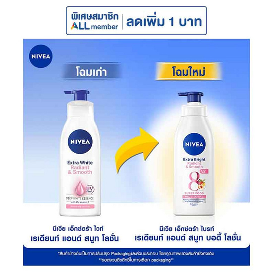 นีเวีย บอดี้โลชั่น เรเดียนท์แอนด์สมูท 380 มล.