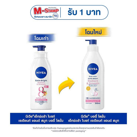 นีเวีย บอดี้โลชั่น เรเดียนท์แอนด์สมูท 350 มล.