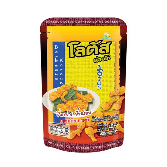 โลตัส ขนมน่องไก่ รสบาร์บีคิวเกาหลีผสมสาหร่าย 40 กรัม (แพ็ก 12 ชิ้น)