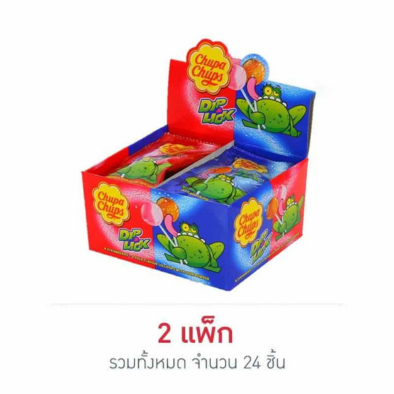 จูปาจุ๊ปส์ อมยิ้มดิป&ลิค (คละรส) 9 กรัม (แพ็ก 12 ชิ้น)