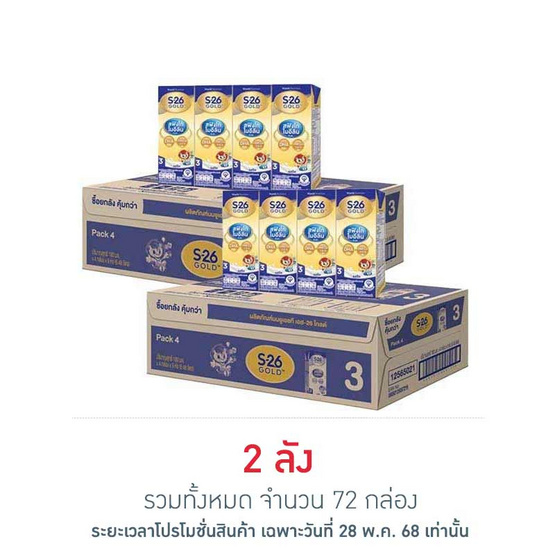 เอส-26 นมUHT 180 มล. (ยกลัง 36 กล่อง)