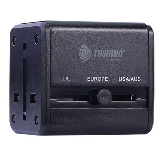 Toshino ปลั๊กแปลง Travel Adapter 4in1 2 USB รุ่น DE-206