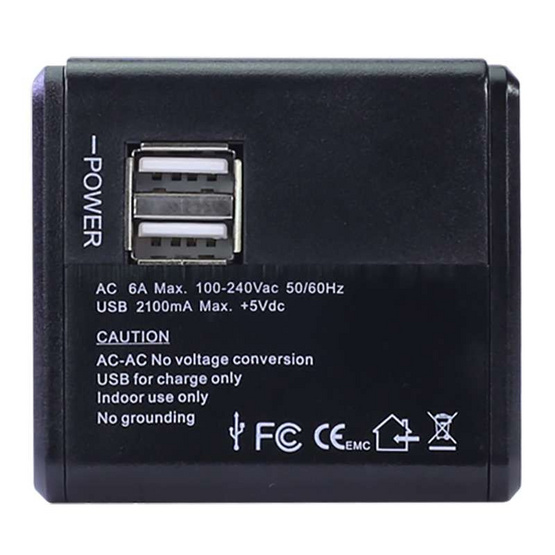 Toshino ปลั๊กแปลง Travel Adapter 4in1 2 USB รุ่น DE-206