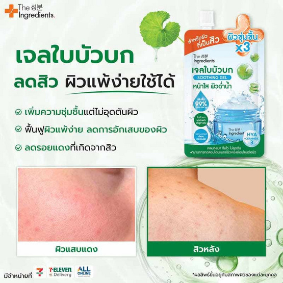 THE INGREDIENTS เจลใบบัวบก Cica Blemish Soothing Gel 50 กรัม (6 ซอง)