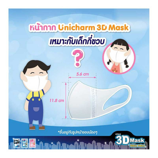 หน้ากากอนามัยเด็กชาย 3D (ซองละ 5 ชิ้น) หน้ากากอนามัยเด็กชาย 3D (ซองละ 5 ชิ้น)