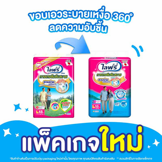 ไลฟ์รี่ กางเกงซึมซับสบาย (มีไซส์ M-XL) ไลฟ์รี่ กางเกงซึมซับสบาย (มีไซส์ M-XL)