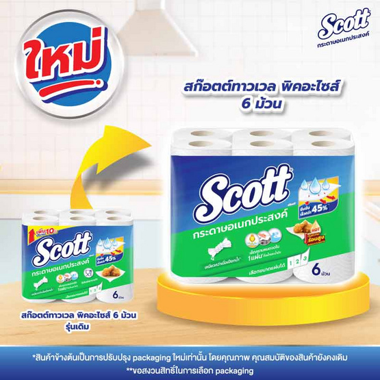 สก๊อตต์ อเนกประสงค์พิกอะไซส์ 6 ม้วน