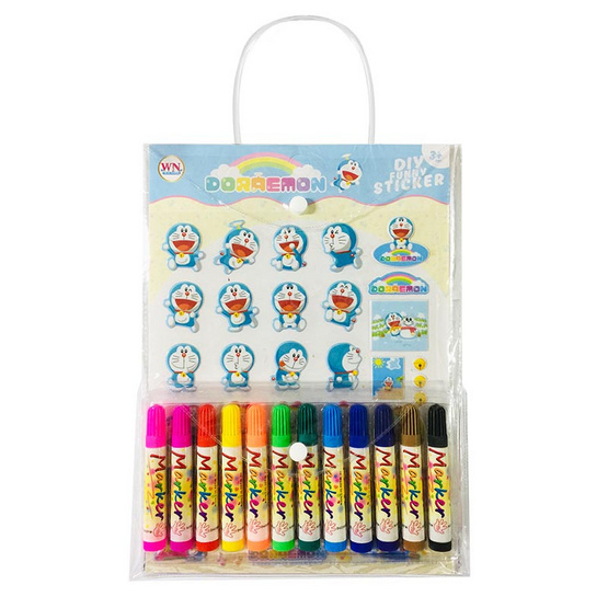 Set กระเป๋า สมุดระบายสี Doraemon พร้อมสติ๊กเกอร์โฟม+สีเมจิก