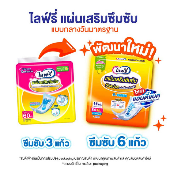 ไลฟ์รี่ แผ่นเสริมซึมซับ แบบมาตรฐาน 60 ชิ้น