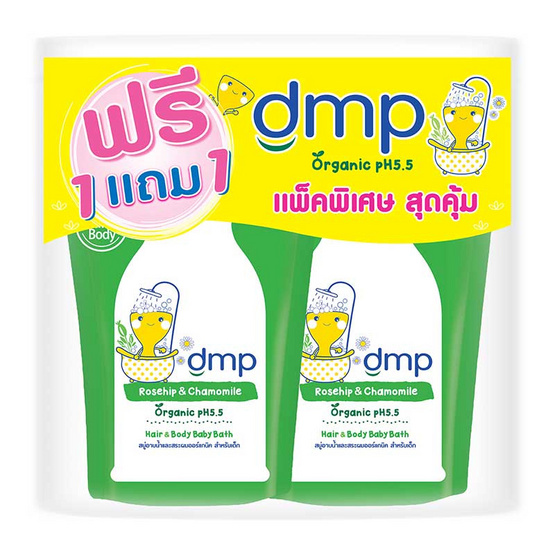 DMP สบู่เหลวเบบี้บาธเฮดทูโท โรสฮิป แอนด์คาโมไมล์ออร์แกนิค PH5.5 รีฟิล 350 มล.