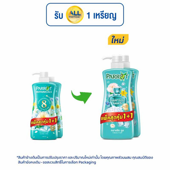 พฤกษานกแก้ว ครีมอาบน้ำ คลาสสิคคูล 450 มล. (แพ็กคู่)