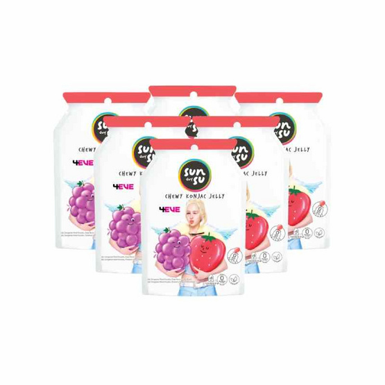 ซันซุ เยลลี่ผสมบุกกลิ่นองุ่น & สตรอเบอรี่ 96 กรัม (แพ็ก 6 ชิ้น)